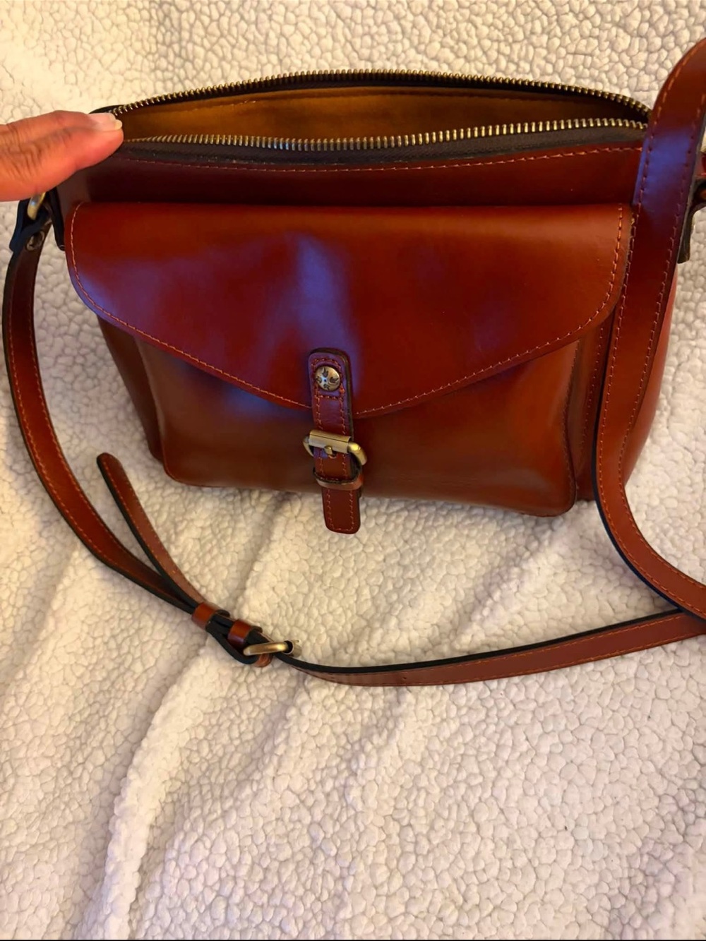Women’s Patricia Nash Avellino Leather Crossbody with rectangular profile.